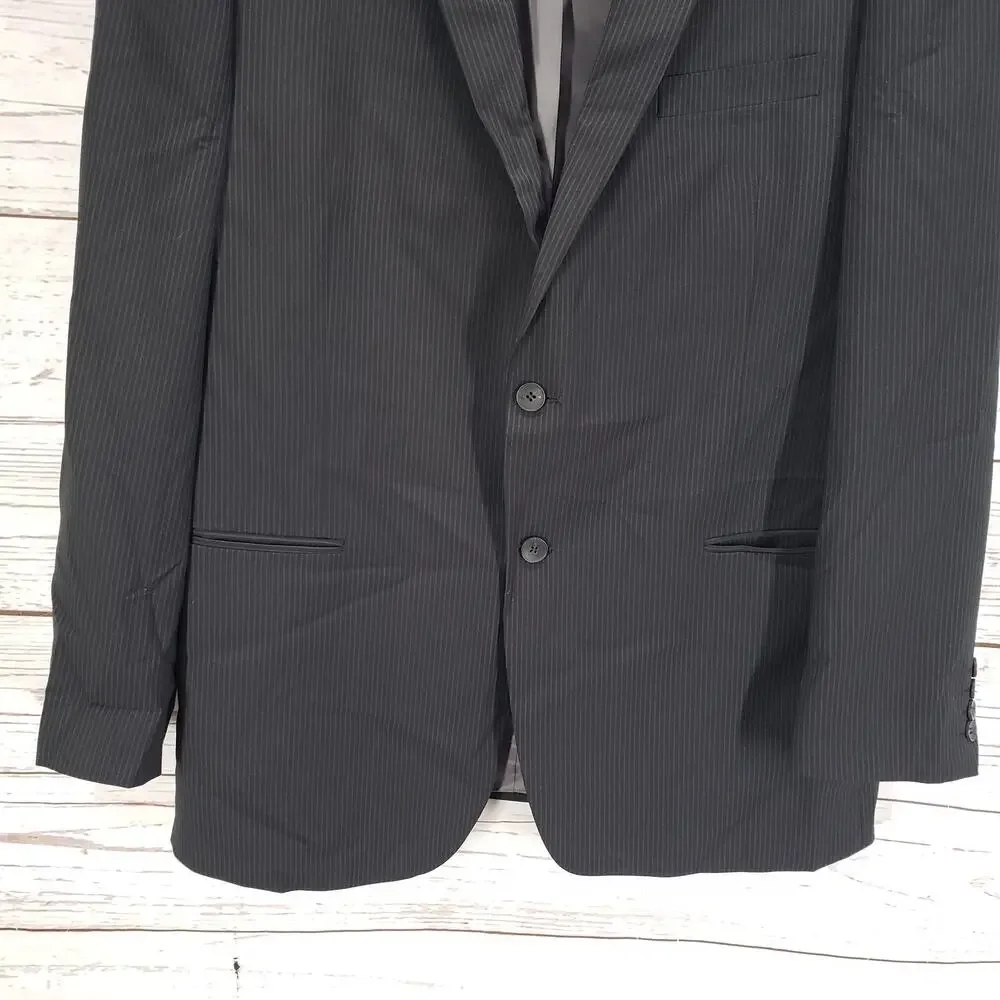 Perry Ellis Portfolio Men's Black Pinstriped 2Buttons Sportscoat Blazer 46L